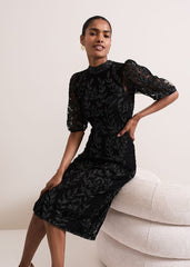 Misha Tapework Shimmer Dress Black