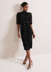 Misha Tapework Shimmer Dress Black