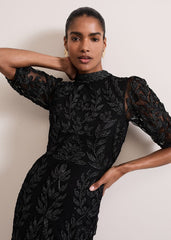 Misha Tapework Shimmer Dress Black