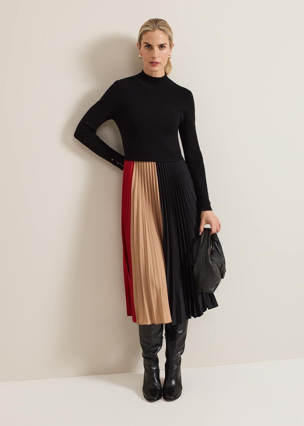 Kiera Colourblock Woven Hem Midi Dress Multi-Coloured