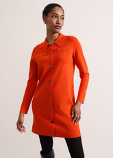 Azealia Fine Knit Collared Tunic Dress Orange