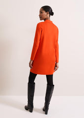 Azealia Fine Knit Collared Tunic Dress Orange