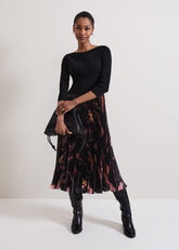 Rhea Woven Hem Abstract Dress Multi-Coloured