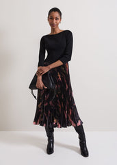 Rhea Woven Hem Abstract Dress Multi-Coloured