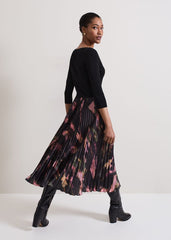 Rhea Woven Hem Abstract Dress Multi-Coloured