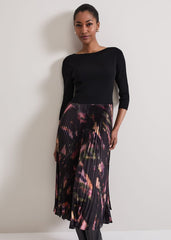 Rhea Woven Hem Abstract Dress Multi-Coloured