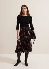 Petite Rhea Woven Hem Abstract Dress Multi-Coloured