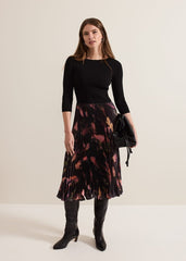 Petite Rhea Woven Hem Abstract Dress Multi-Coloured