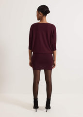 Becca Batwing Knitted Dress Burgundy