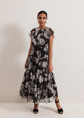 Petite Jordine Floral Print Midaxi Dress Multi-Coloured