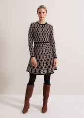 Josie Jacquard Fit And Flare Swing Dress Black/Multi