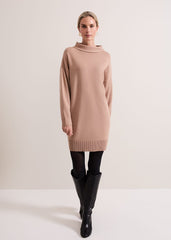 Skylar Funnel Neck Jumper Dress Camel