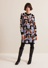 Brianna Jacquard Tunic Knitted Dress Multi-Coloured