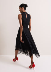 Lucia Chiffon Floral Midi Dress Black/Multi