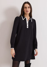 Gina Black Collar Swing Dress Black