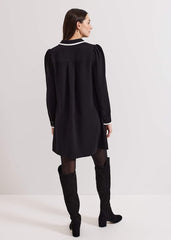 Gina Black Collar Swing Dress Black