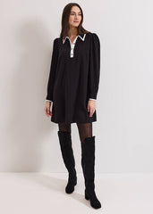 Gina Black Collar Swing Dress Black