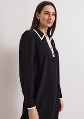 Gina Black Collar Swing Dress Black