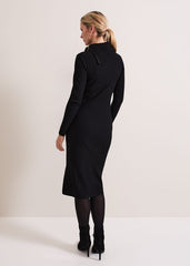 Hartley Zip Ribbed Column Dress Black
