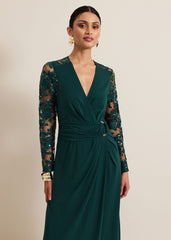 Ilona Dark Green Sequin Maxi Dress Dark Green