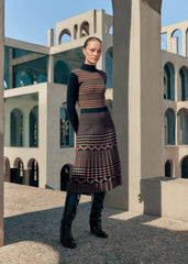 Bethan Geo Jaquard Midi Dress Tan
