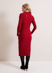 Willow Popper Column Midi Dress Red