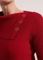 Willow Popper Column Midi Dress Red