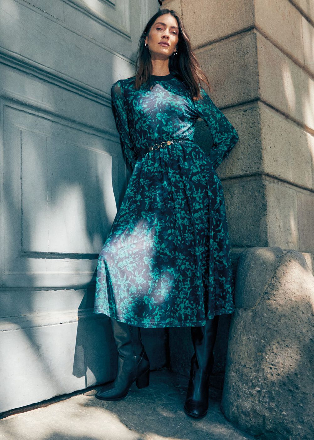 Jinny Purple Floral Dress Green