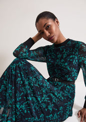 Jinny Purple Floral Dress Green