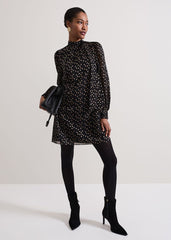 Mabel Black Dotty Swing Dress Black