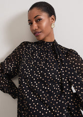 Mabel Black Dotty Swing Dress Black