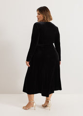 Julia Black Velvet Wrap Dress Black