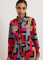 Petite Amita Geo Shirt Dress Multi-Coloured