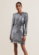 Rhia Silver Sequin Mini Dress Silver