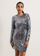 Petite Rhia Silver Sequin Mini Dress Silver