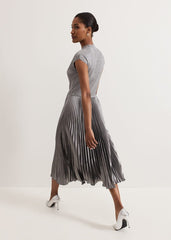 Jayla Metallic Knit Dress Silver
