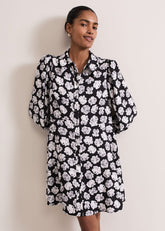 Selika Floral Swing Mini Dress Black/Multi