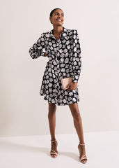 Selika Floral Swing Mini Dress Black/Multi