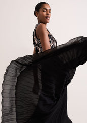 Emalise Sequin Pleat Maxi Dress Black/Multi