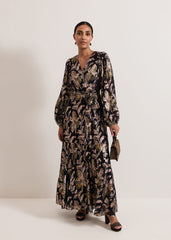 Petite Ellio Silk Shimmer Maxi Dress Multi-Coloured