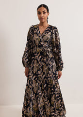 Petite Ellio Silk Shimmer Maxi Dress Multi-Coloured