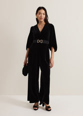 Myleen Black Velvet Jumpsuit Black