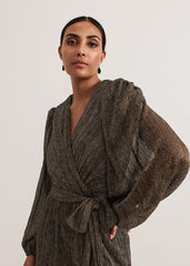Petite Alli Gold Textured Jumpsuit Gold