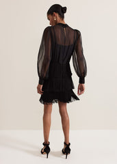Felicity Black Fringe Skirt Dress Black