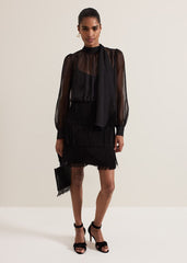 Felicity Black Fringe Skirt Dress Black