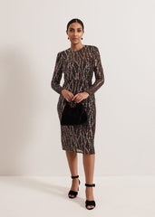 Petite Kaleigh Sequin Midi Dress Black/Multi