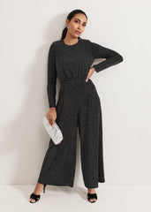 Petite Sasha Black Sparkle Jumpsuit Black