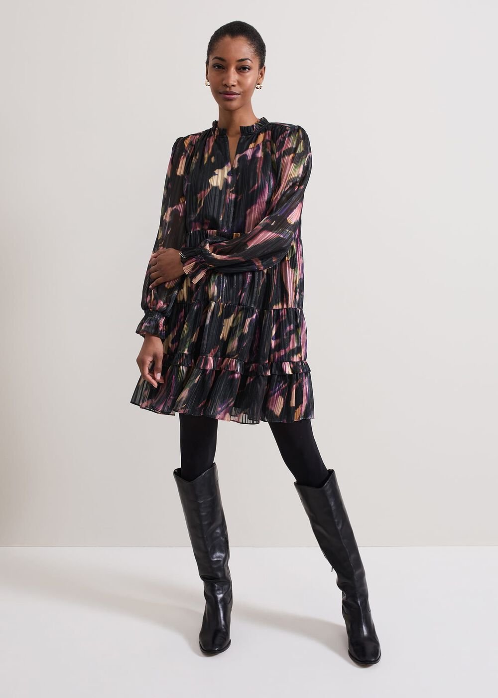 Martina Swing Mini Dress Black/Multi