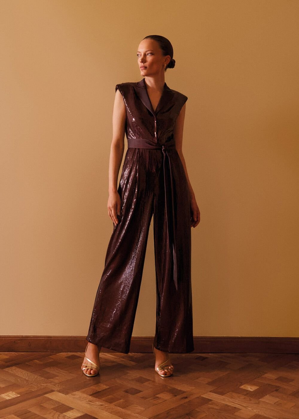 Ivey Burgundy Sequin Jumpsuit Burgundy