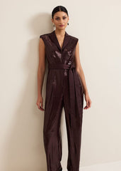 Ivey Burgundy Sequin Jumpsuit Burgundy